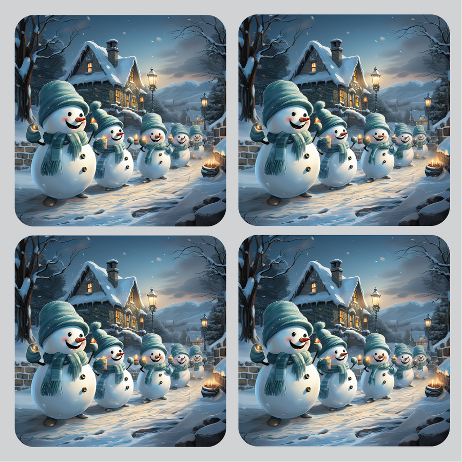 Blue Snowman Set of 4 Table Mats