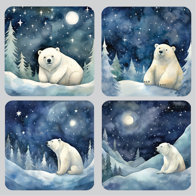 Blue Polar Bear Set of 4 Table Mats