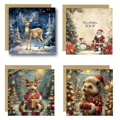 Set of 4 Traditional Christmas Cards