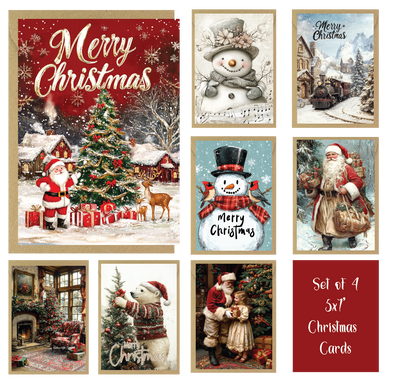 Traditional Animal Mix of 8 Christmas Cards