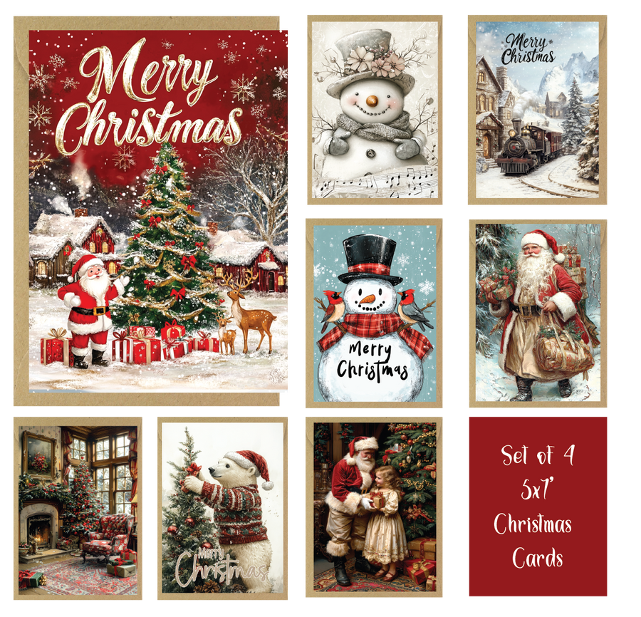 Traditional Animal Mix of 8 Christmas Cards