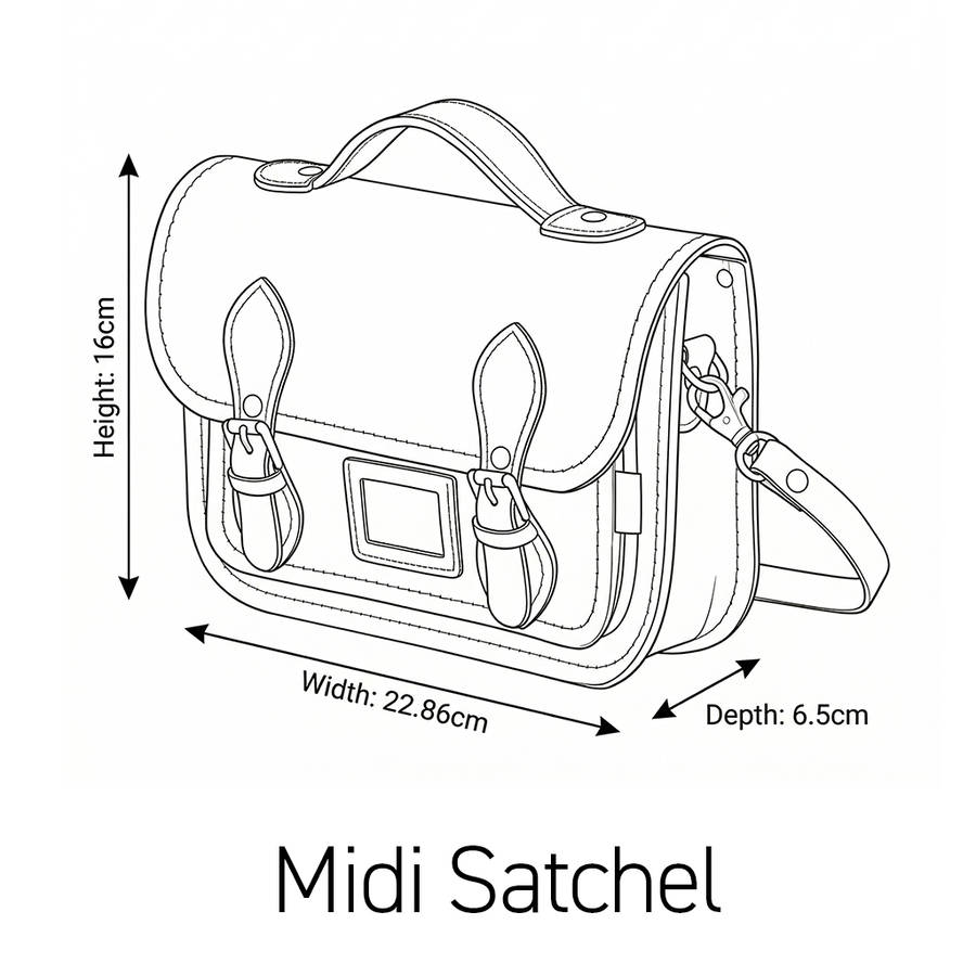 Leather Midi Satchel - Navy