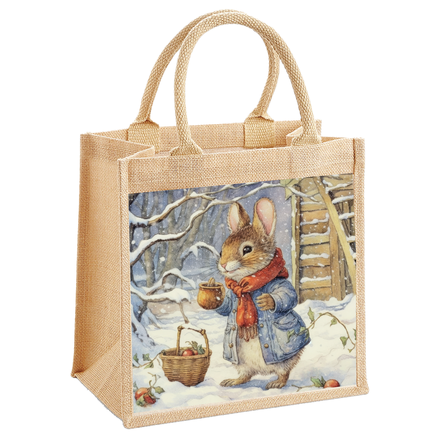 Victorian Squirrel Jute Shopping Bag