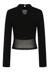 Banned Cordelia Sheer Mesh Panel Goth Top in Black