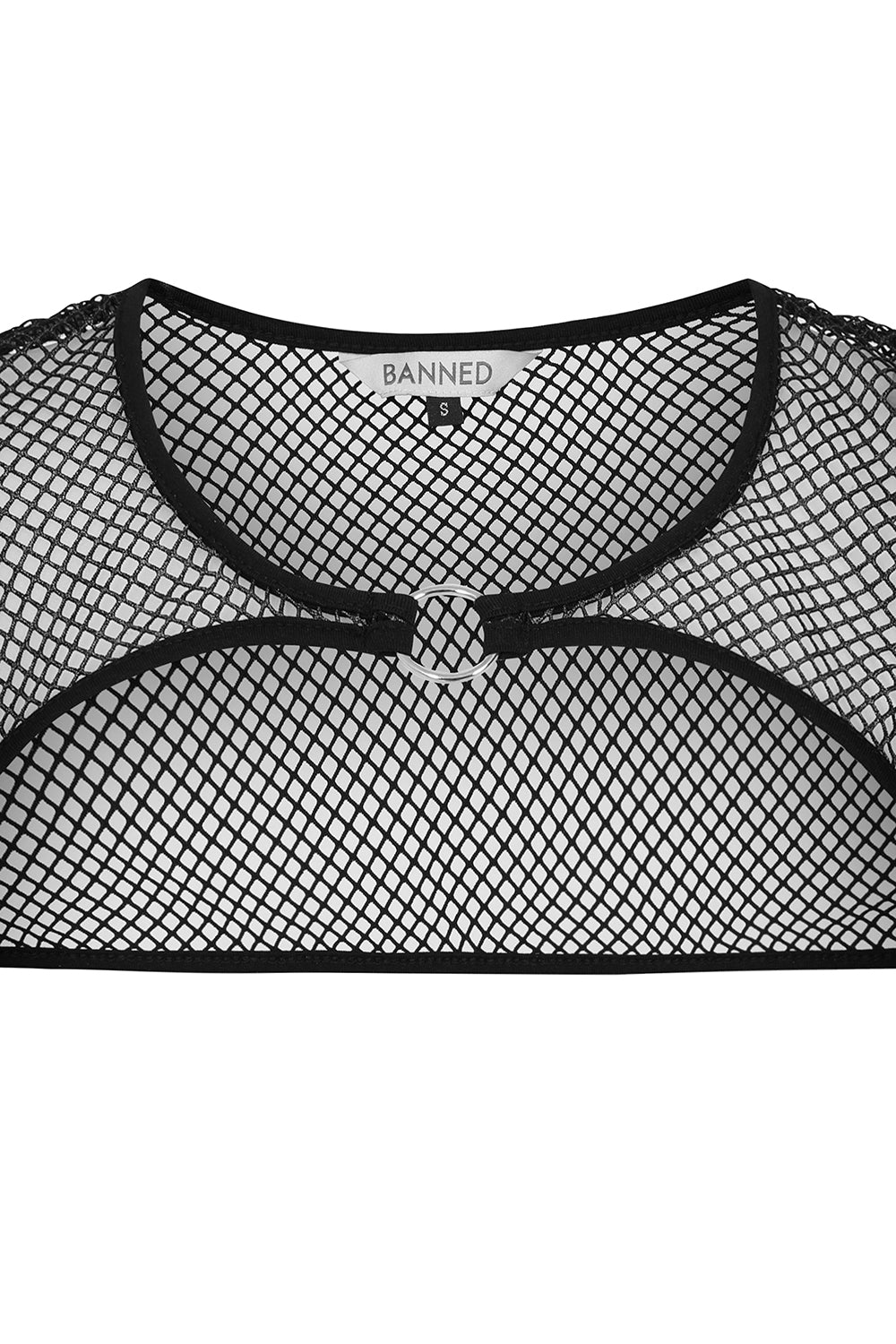 Banned Apparel Venus Metallic Fishnet Crop Top in Blue Black