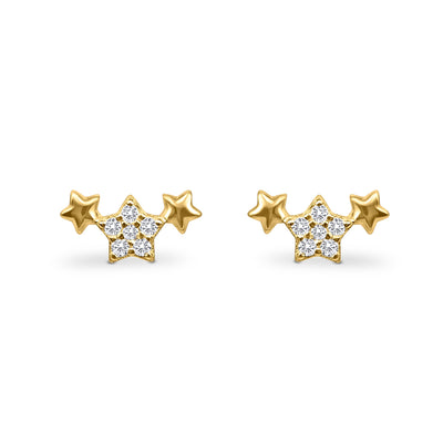 Trio of Stars Earrings in Gold