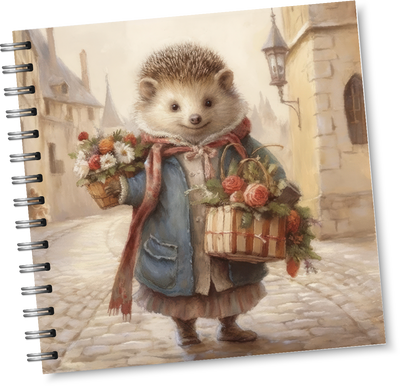 Victorian Hedgehog with Flower Square Notebook