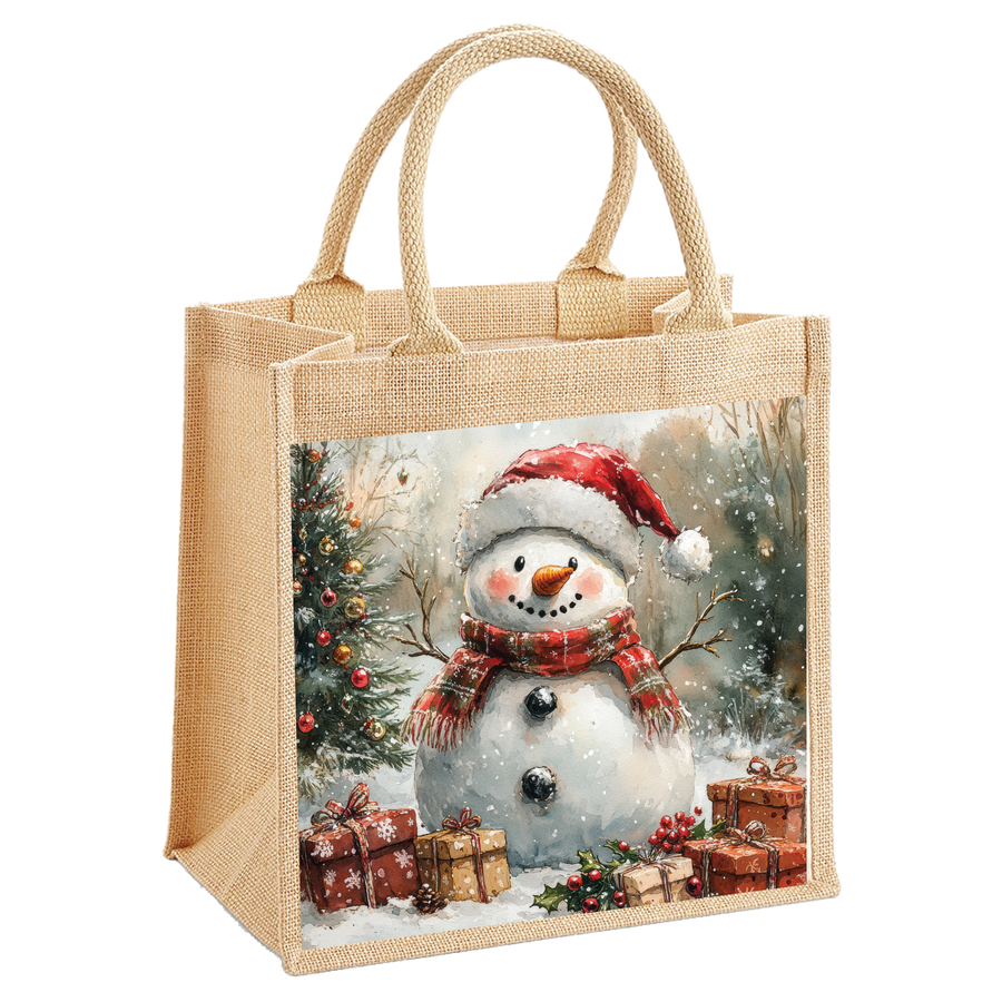 Victorian Snowman Jute Shopping Bag