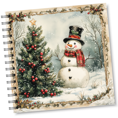 Victorian Snowman Square Notebook
