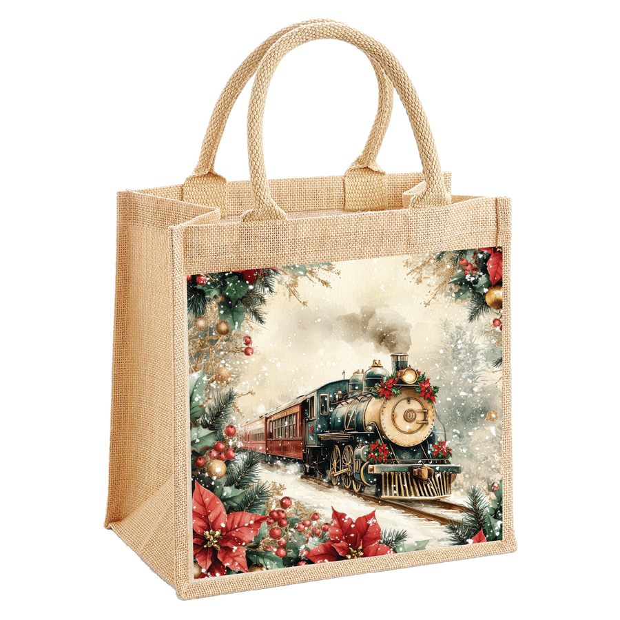 Victorian Steam Train Jute Shopping Bag