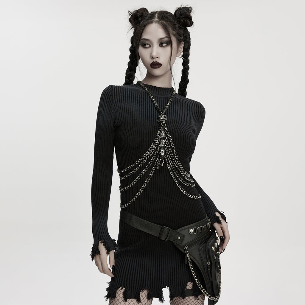 Punk Rave Doomsday Punk Snake-Wrapped Skull Necklace