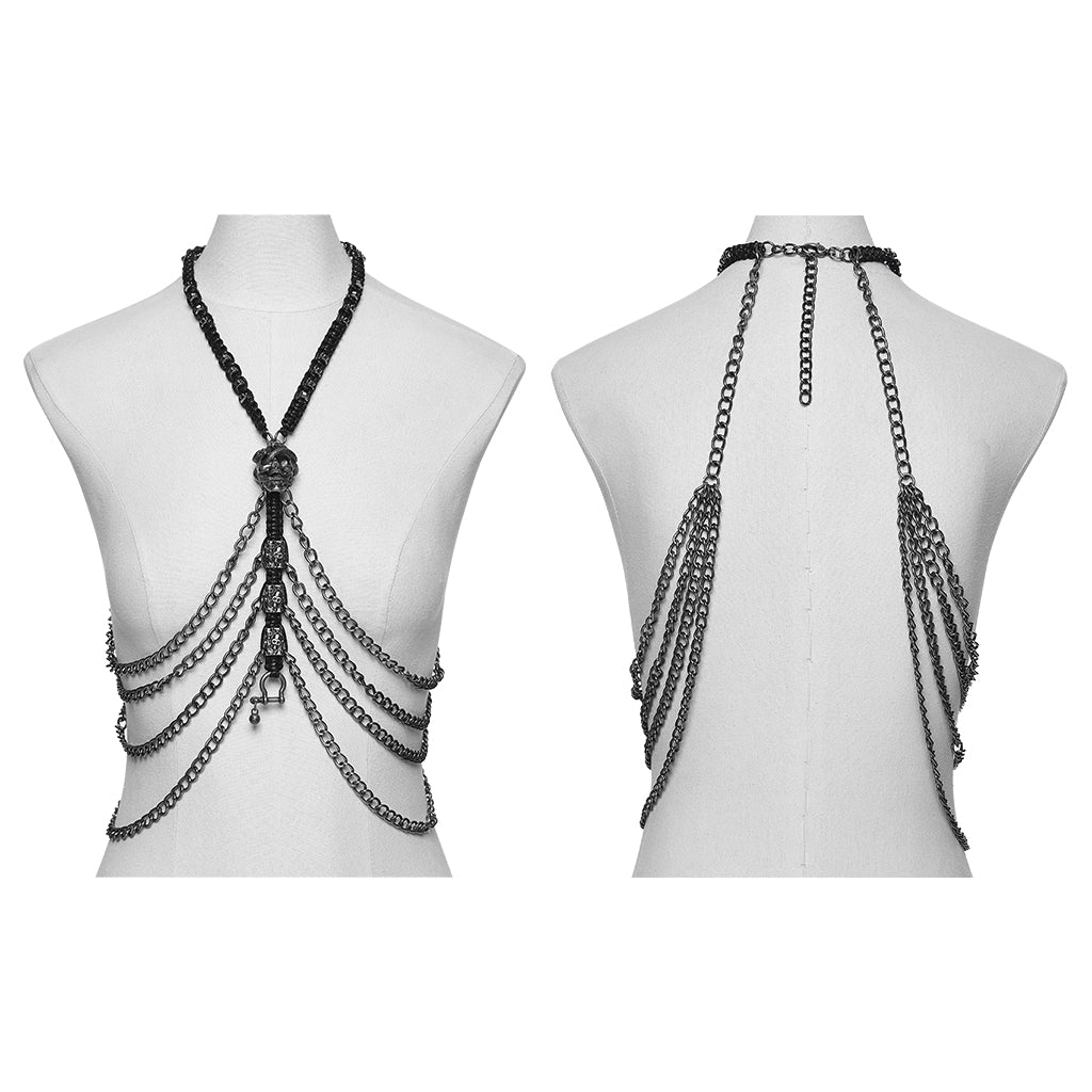 Punk Rave Doomsday Punk Snake-Wrapped Skull Necklace