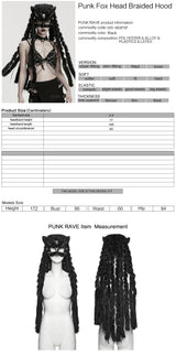 Punk Rave Punk Fox Head Braided Hood