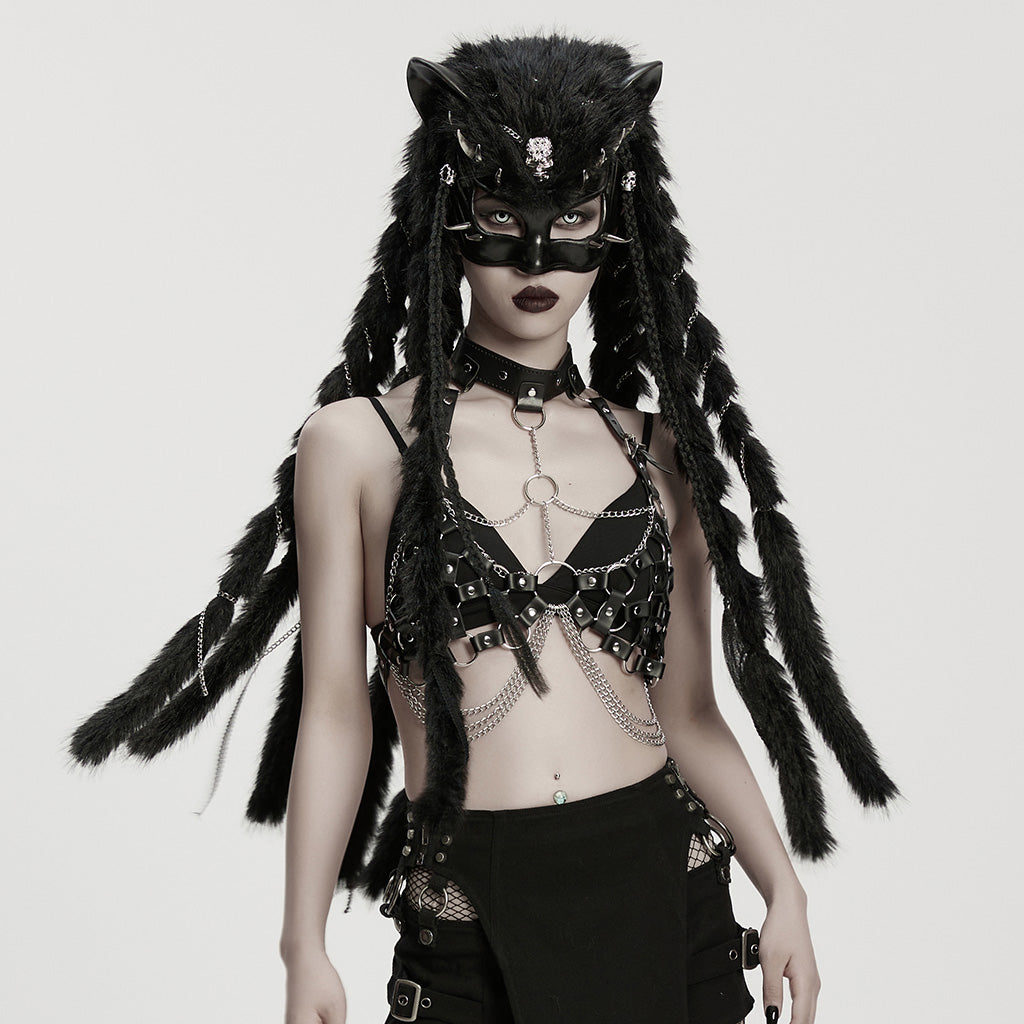 Punk Rave Punk Fox Head Braided Hood
