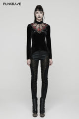 Punk Rave Belladonna Demon’s Hand Velvet T-Shirt in Red