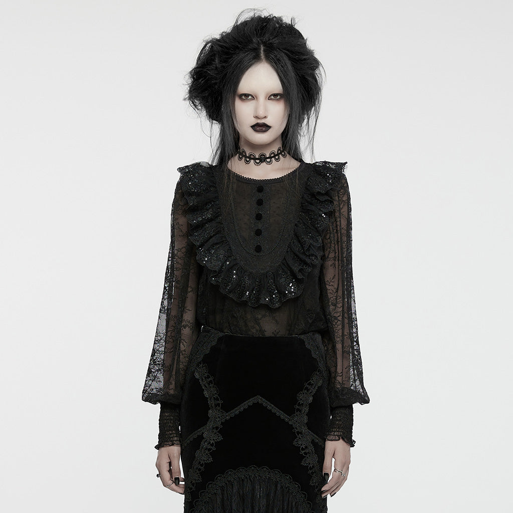 Punk Rave Demille Sequinned Lace Blouse