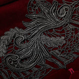 Punk Rave Nerezza Goth Mid-Length Embroidered Velvet Coat in Red