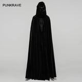 Punk Rave Goth Velvet Cloak – Black