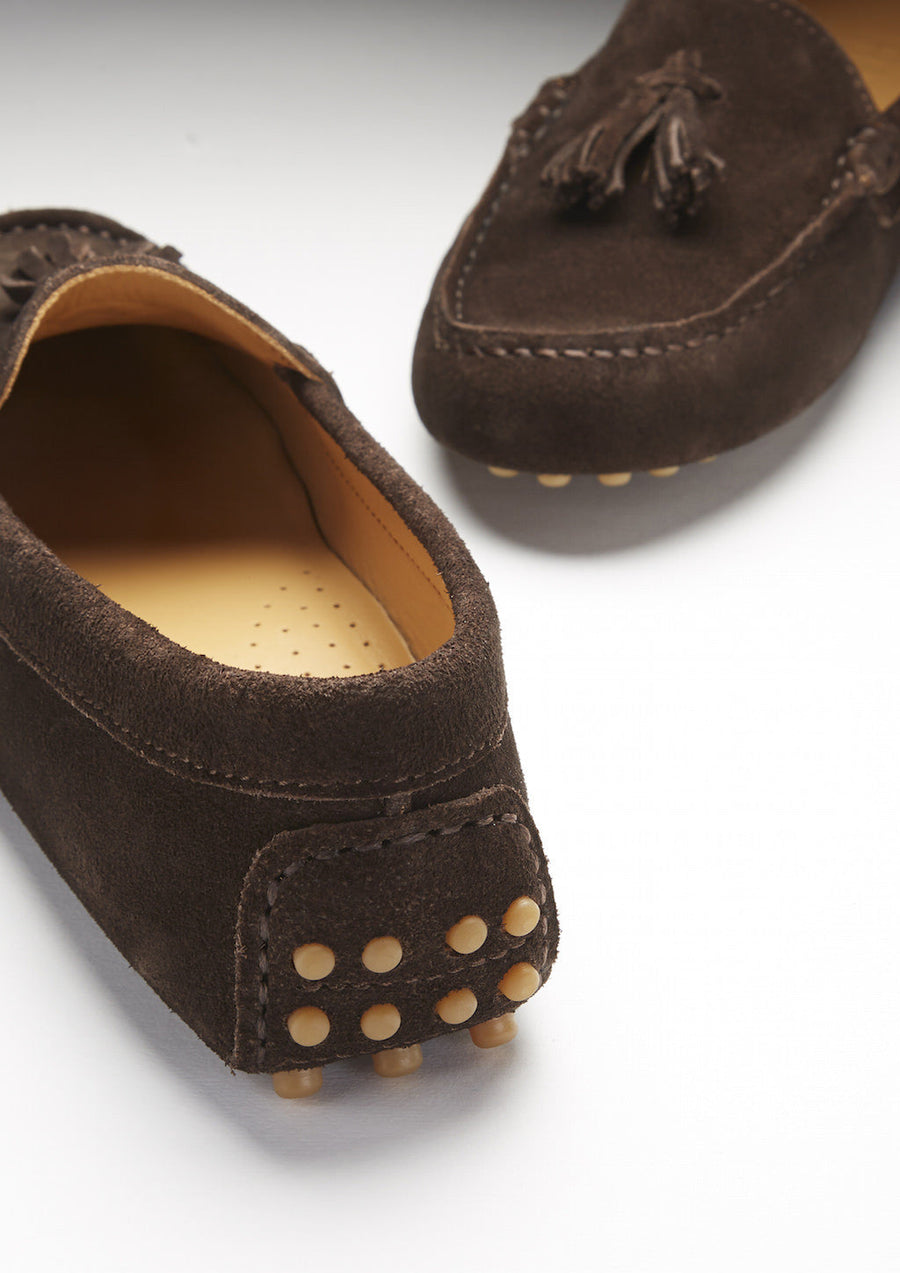 Women's Tasselled Driving Loafers, brown suede
