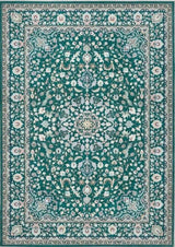 Eco-Washable Green Rug Medallion Design