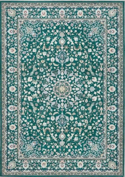 Eco-Washable Green Rug Medallion Design