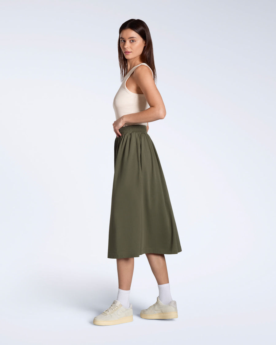Gathered Midi Skirt
