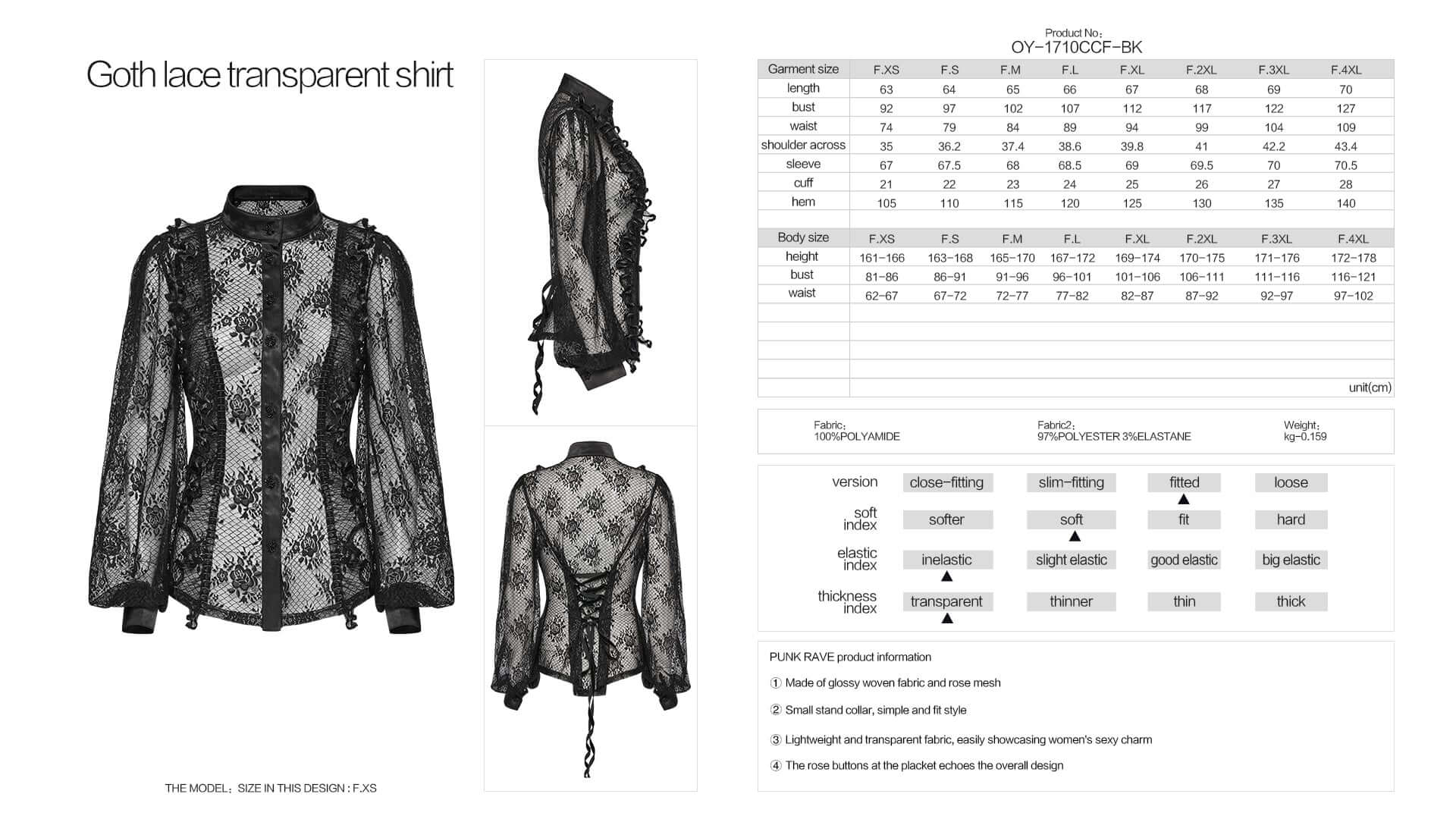 Punk Rave Padme Lace Transparent Shirt