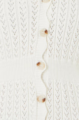 Yumi Ivory Cotton Scallop Crochet Knitted Dress