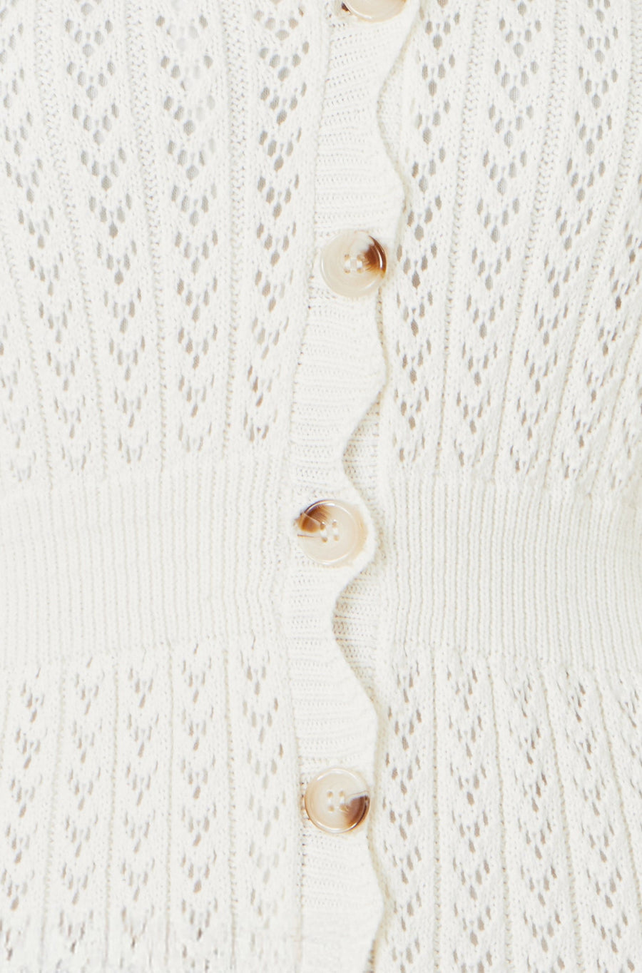 Yumi Ivory Cotton Scallop Crochet Knitted Dress