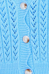 Yumi Blue Scallop Edge Crochet Knitted Midi Dress