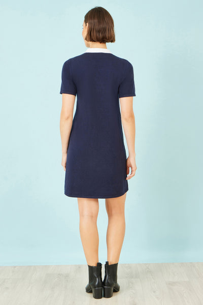 Yumi Navy Embroidered Knitted Floral Tunic