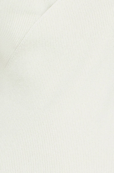 Yumi Ivory Metallic Thread Rib Wrap Knitted Top