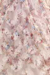 Yumi Ivory Floral Ruffle Mesh Midi Skirt
