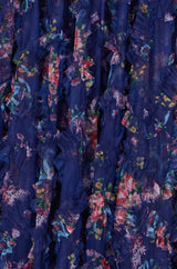 Yumi Navy Floral Ruffle Mesh Midi Skirt