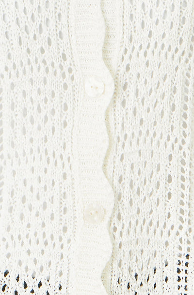 Yumi White Crochet Short Sleeve Cardigan