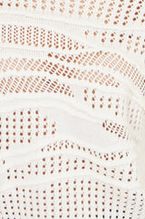 Yumi White Wave Pointelle Knitted Jumper