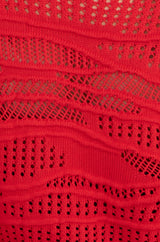 Yumi Red Wave Pointelle Knitted Jumper