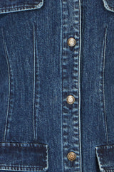 Yumi Blue Denim Stretch Shirt Dress With Pocket Details