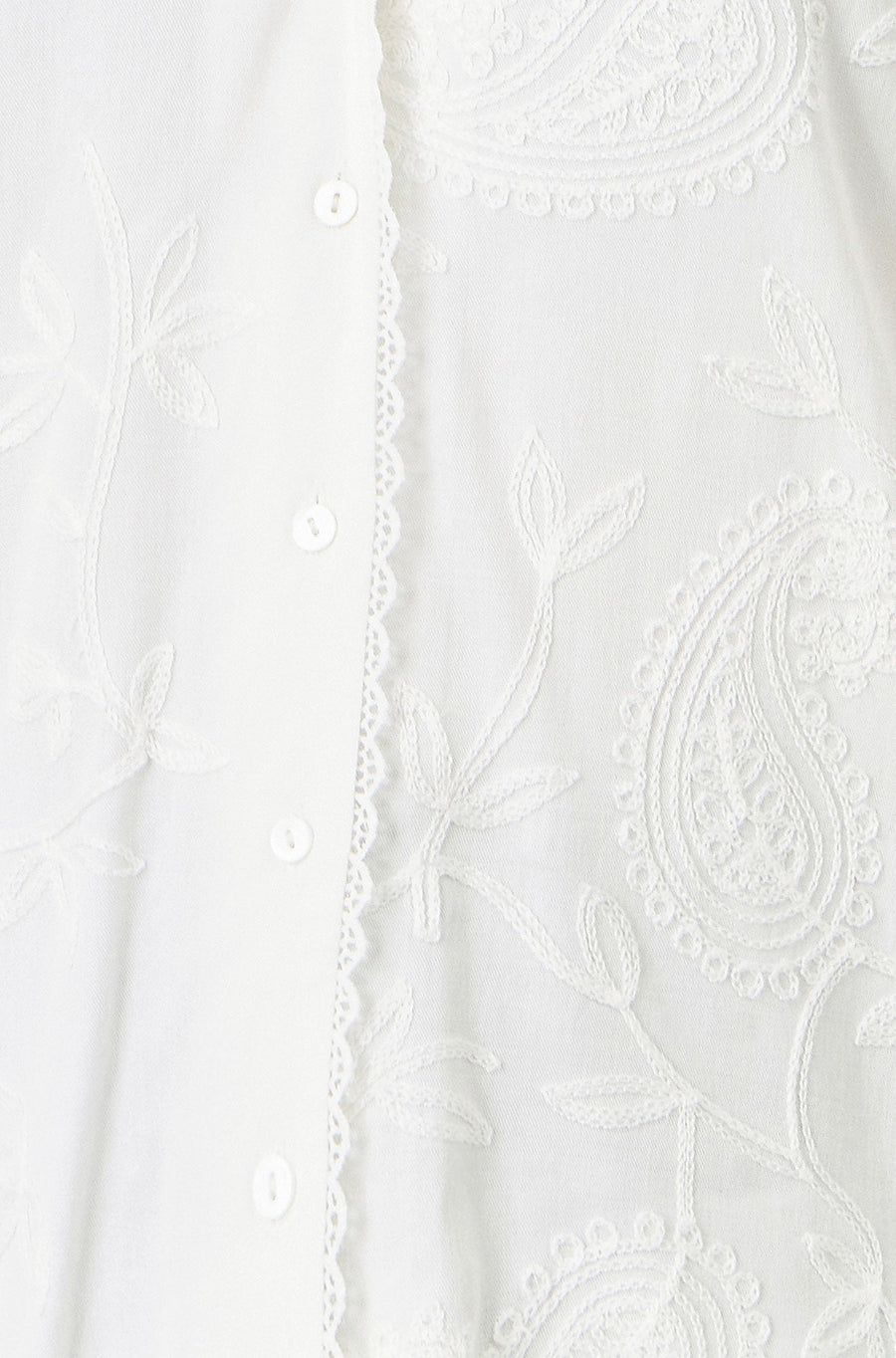 Yumi White Paisley Viscose Embroidered Shirt