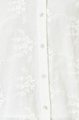 Yumi White Cotton Flower Applique Shirt