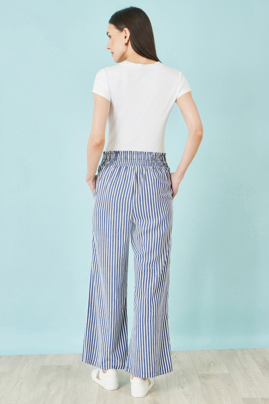 Yumi Blue Stripe Relaxed Trousers