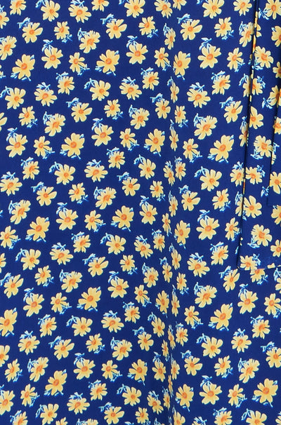 Yumi Navy Floral Midi Shirt Dress