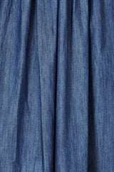 Yumi Blue Denim Chambray Gathered Midi Skirt