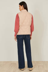 Yumi Beige Quilted Utility Gilet