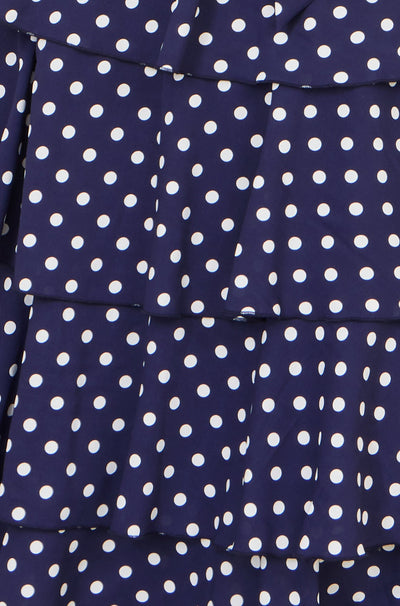 Yumi Navy Spot Tiered Midi Dress