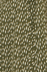 Yumi Green Spot Wrap Midi Tea Dress