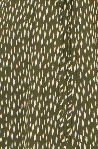 Yumi Green Spot Wrap Midi Tea Dress