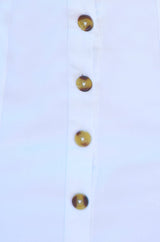 Yumi White Cotton Stretch Mini Skirt With Button Details