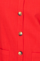 Yumi Red Viscose Button Detail Shift Dress