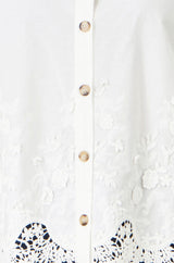 Yumi White Cotton Lace Border Shirt